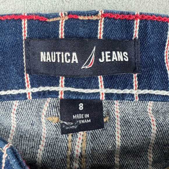 Nautica‎ Jeans Womens Blue White Pink Pinstripe Striped Denim Pants Size 8 - Picture 3 of 16